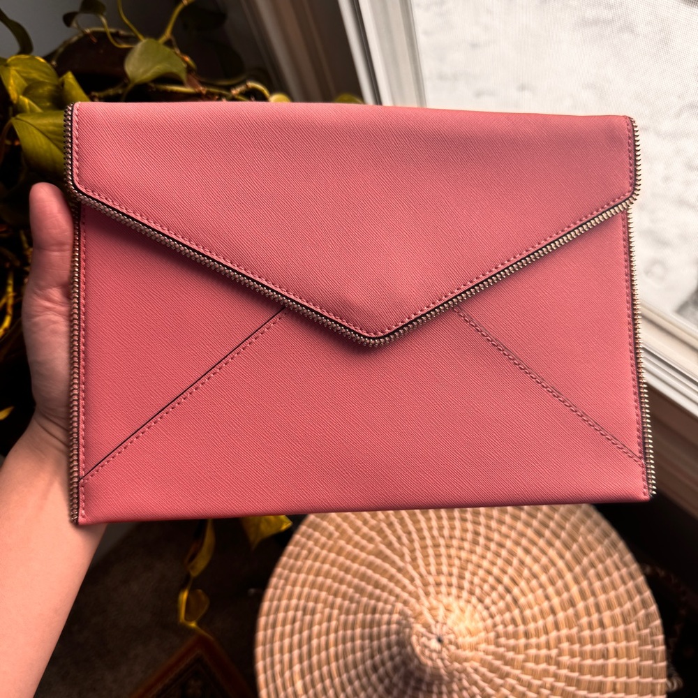 Rebecca Minkoff Leo Leather Envelope Pink Clutch